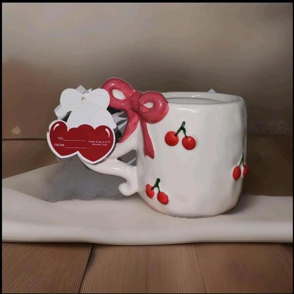 Cherry Mug with Bow Handle